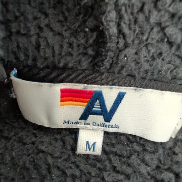 Aviator Nation Teddy Unisex Hooded Half Zip Color Block Jacket Brown Medium - Picture 5 of 7